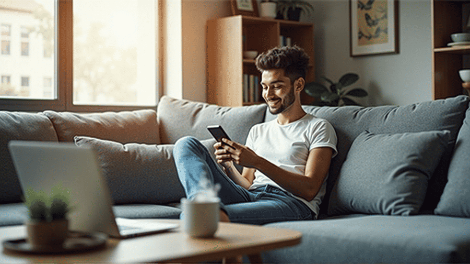 Mobile banking app in use